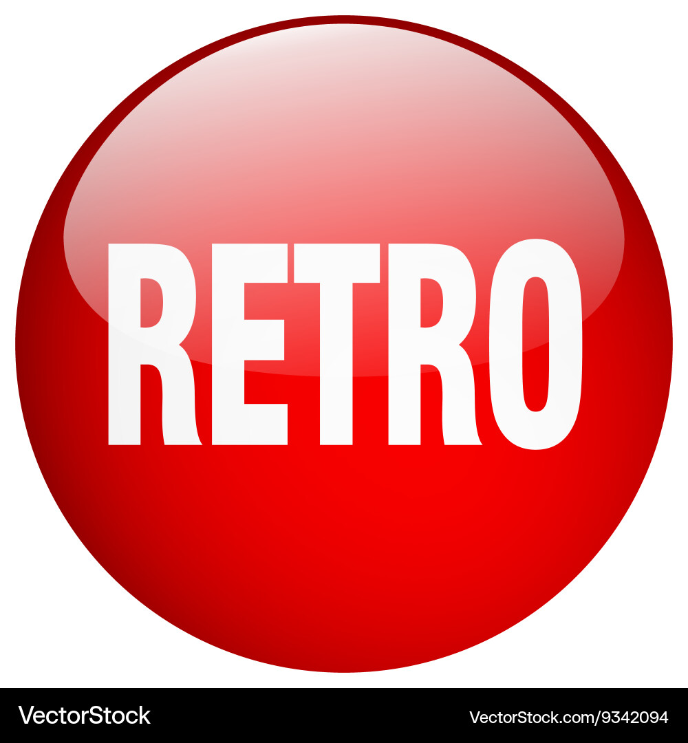 Retro red round gel isolated push button Vector Image