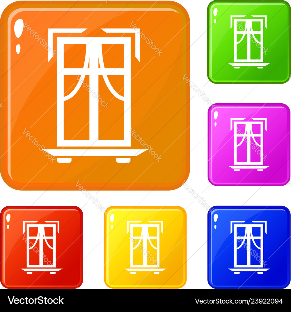 Sill window frame icons set color Vector Image