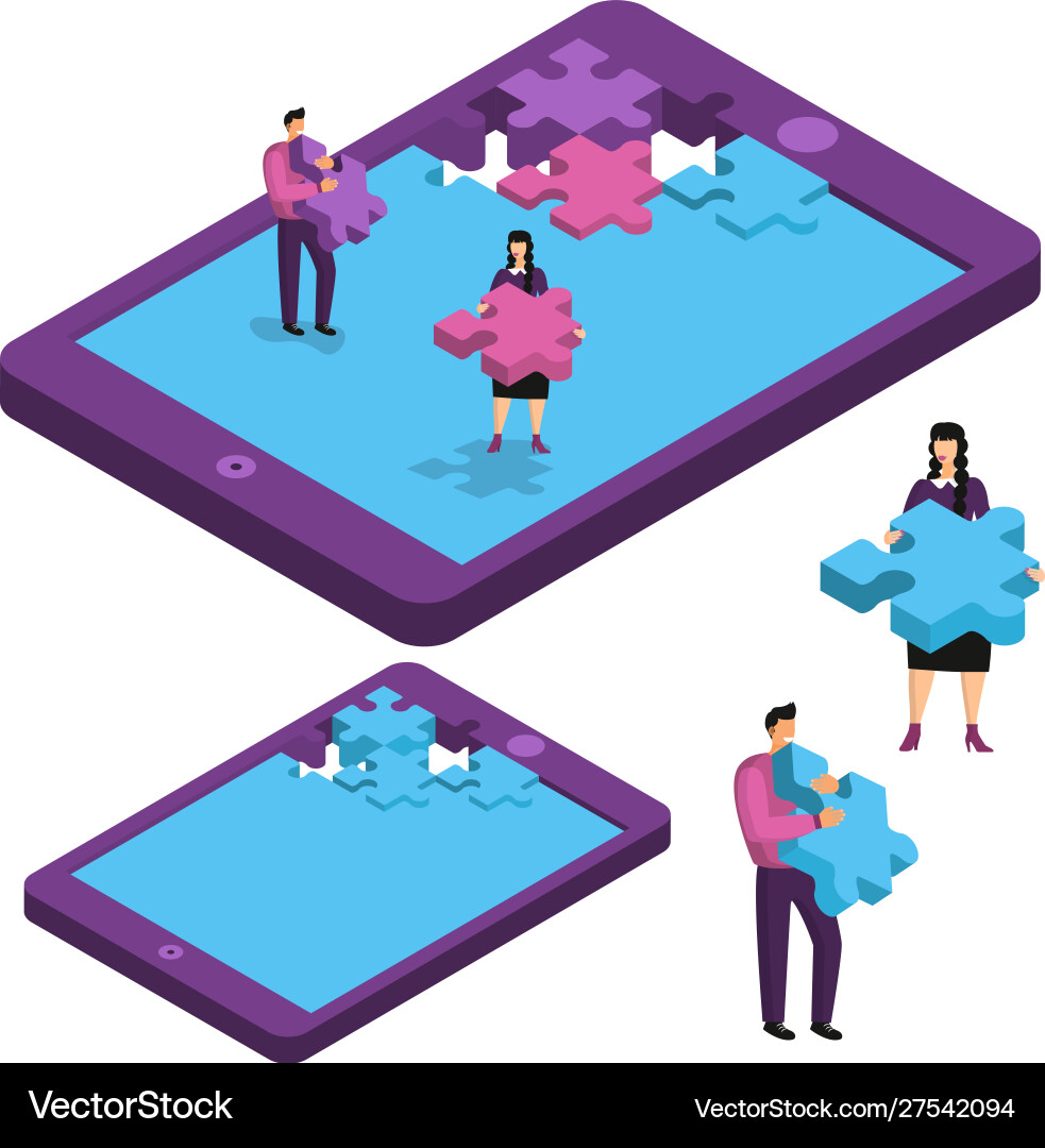 Tablet computer smartphone in form puzzle Vector Image