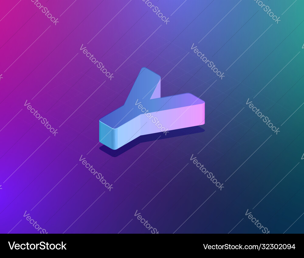 Three dee tech font character y isometric Three dee tech font character y isometric vector image