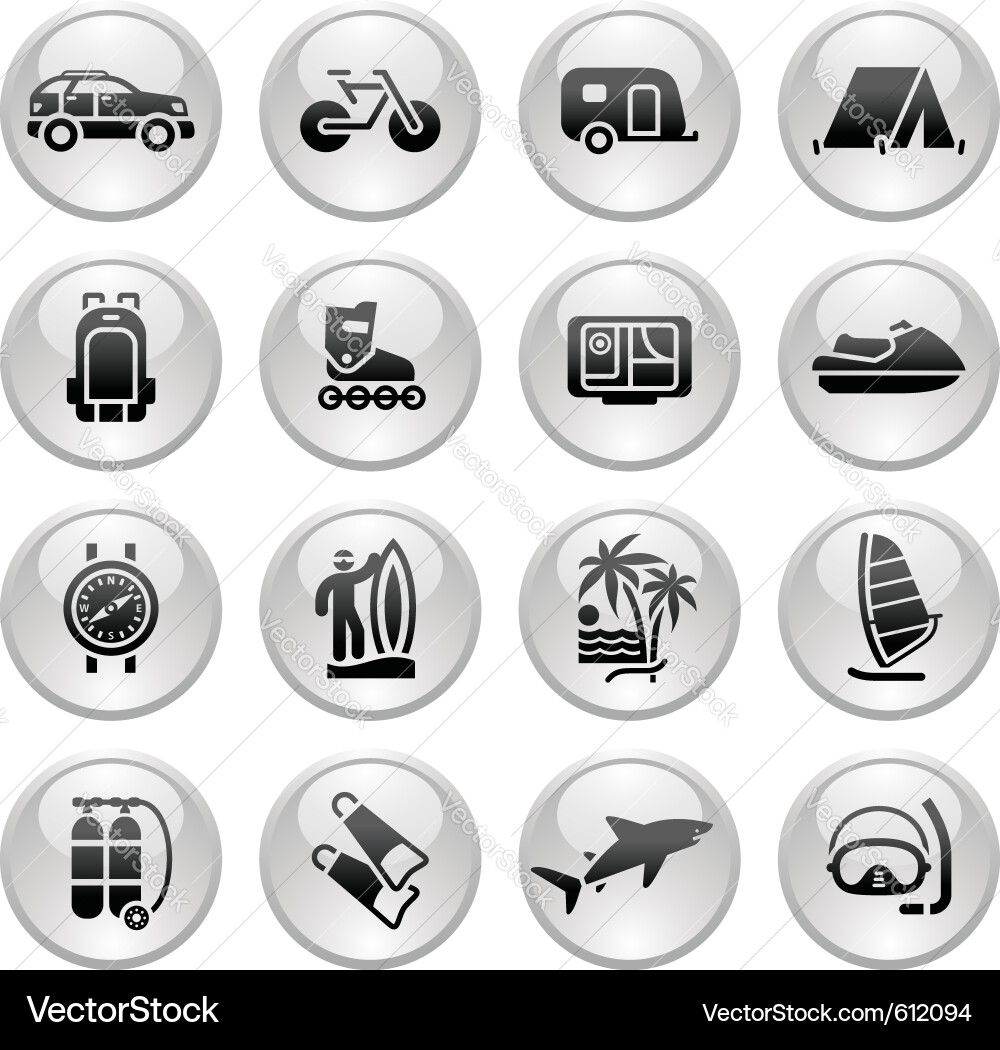 Vacation & Recreation Icons Vector Image
