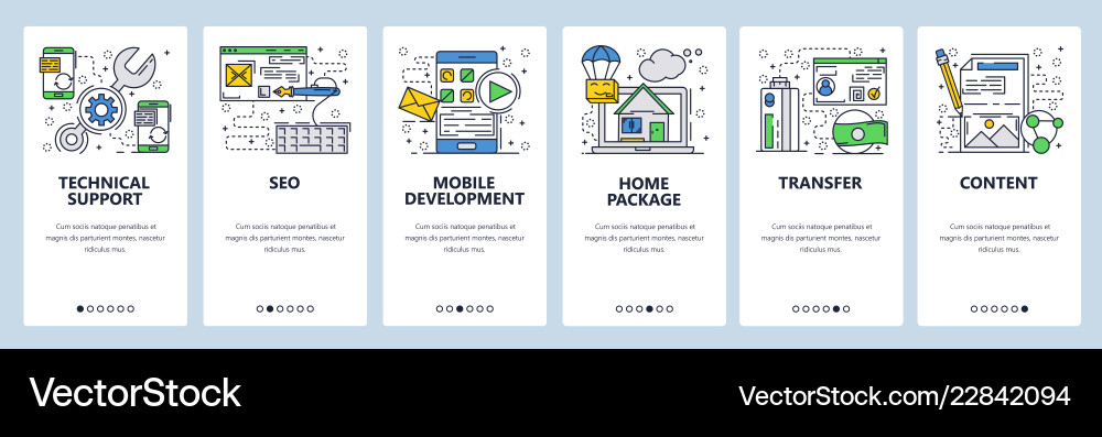 Web site linear art onboarding screens Vector Image