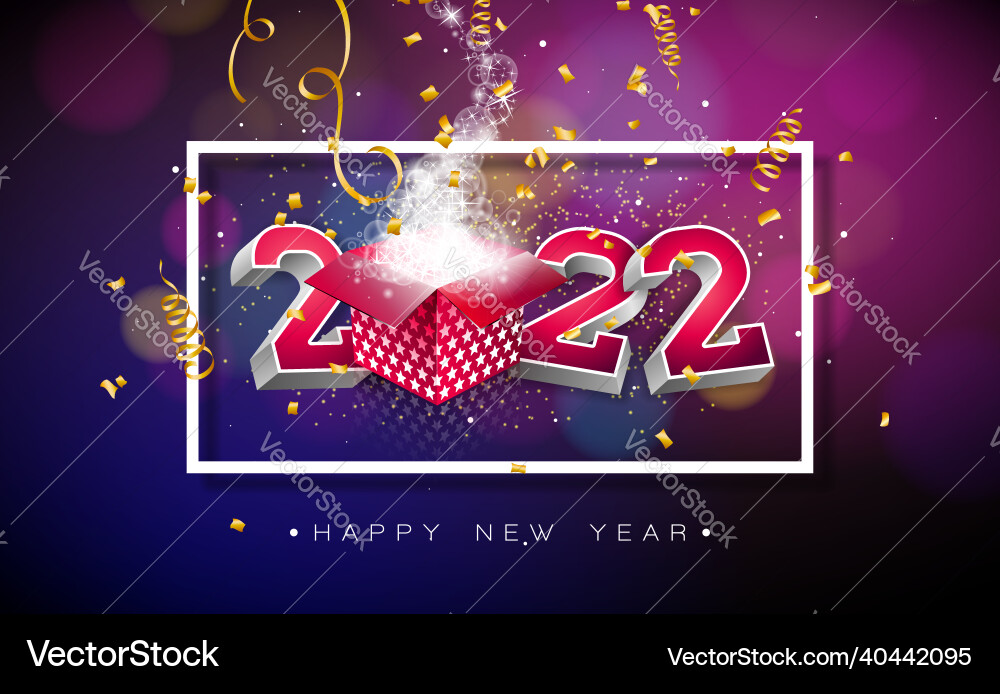 2022 happy new year with 3d number 2022 happy new year with 3d number vector image
