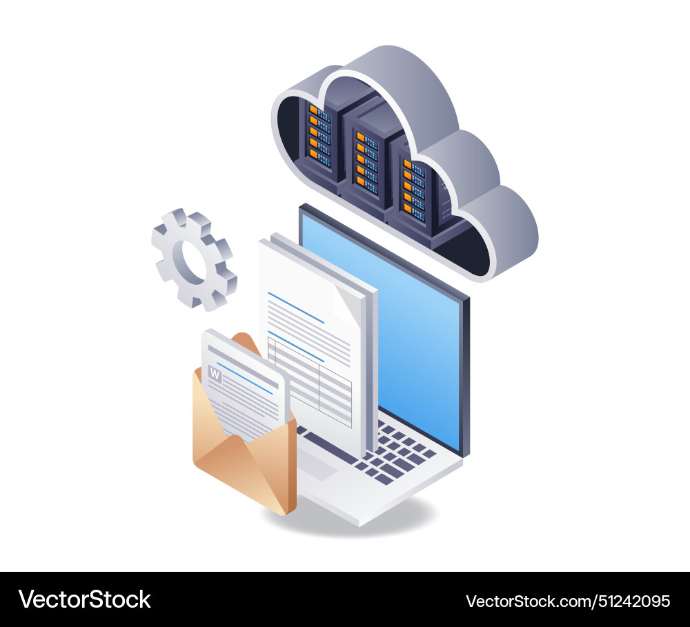 Cloud server data computer infographic 3d flat Cloud server data computer infographic 3d flat vector image