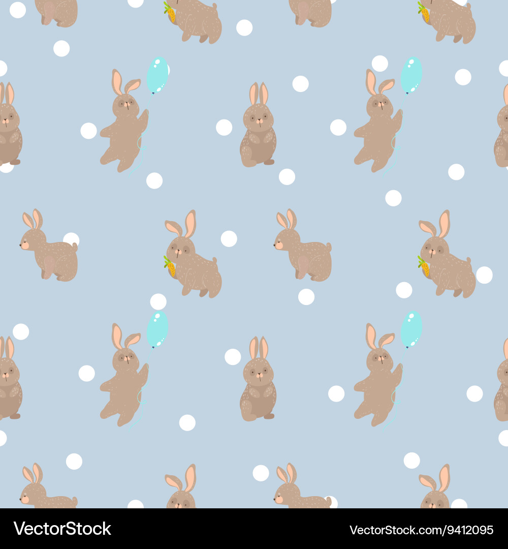 Cute seamless pattern with rabbit vector image