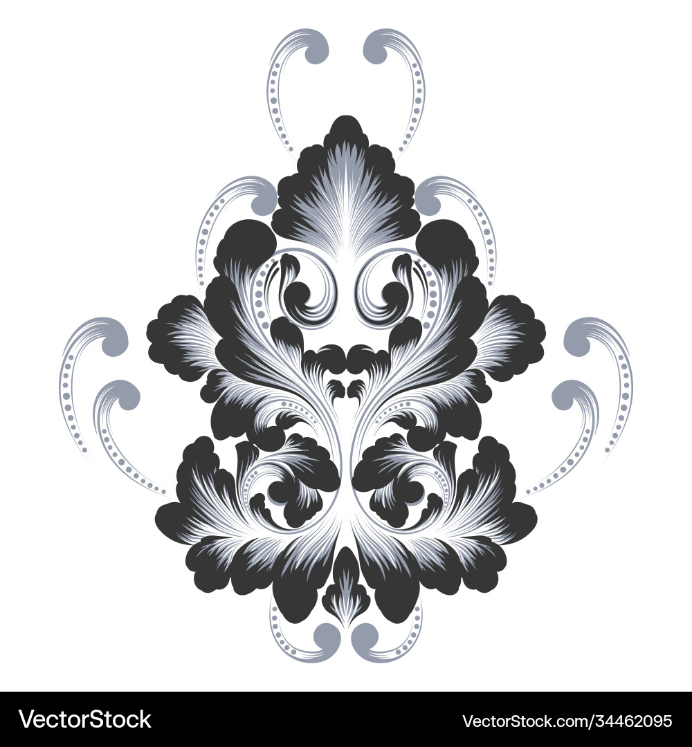 Damask element isolated central Damask element isolated central Vector Image