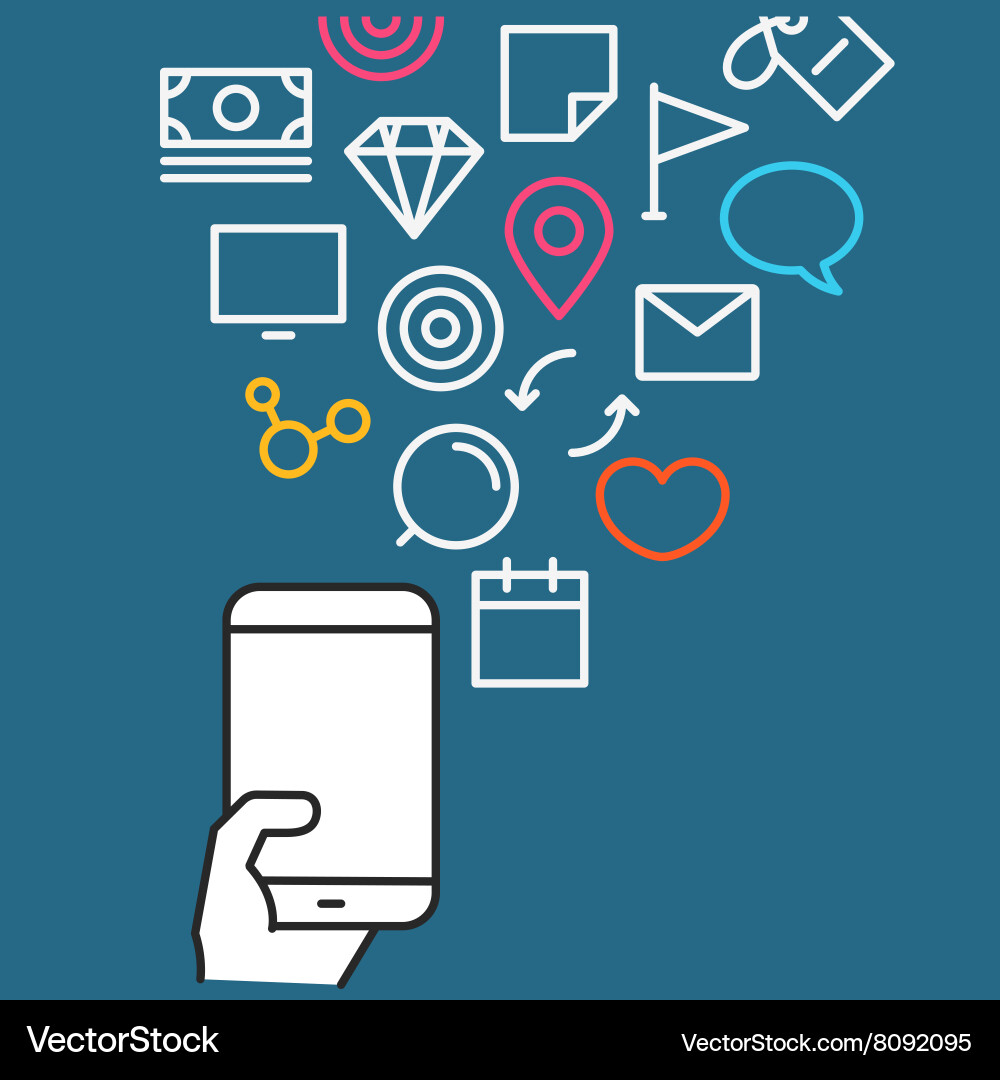 Different techno icons flows into the modern smart Different techno icons flows into the modern smart vector image