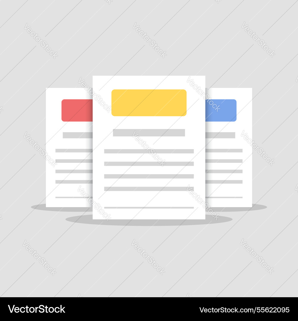 Document folder with stamp and text icon in flat Document folder with stamp and text icon in flat vector image
