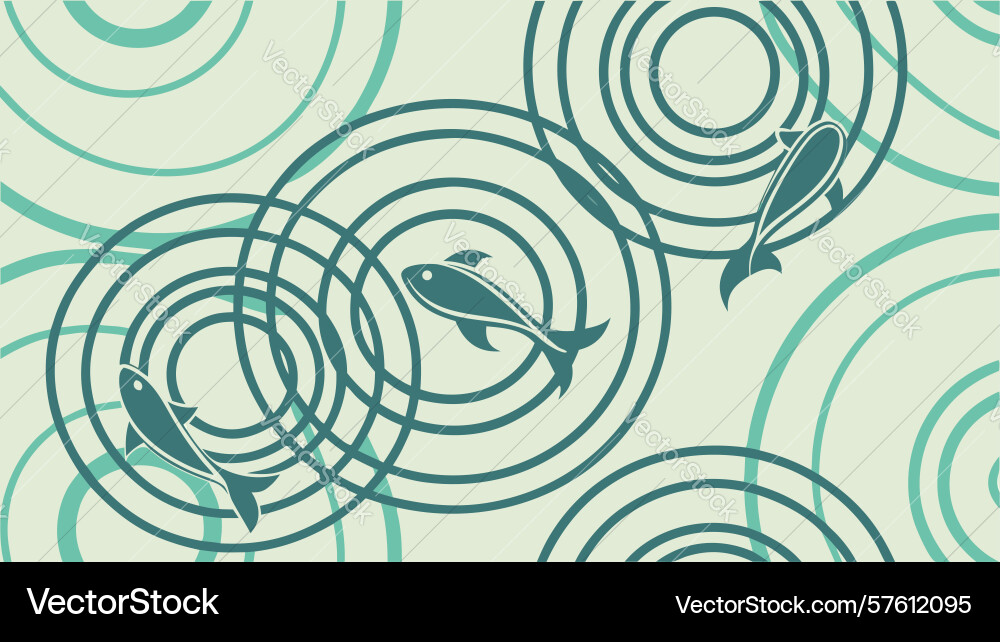 Dolphins and concentric waves pattern playful Vector Image