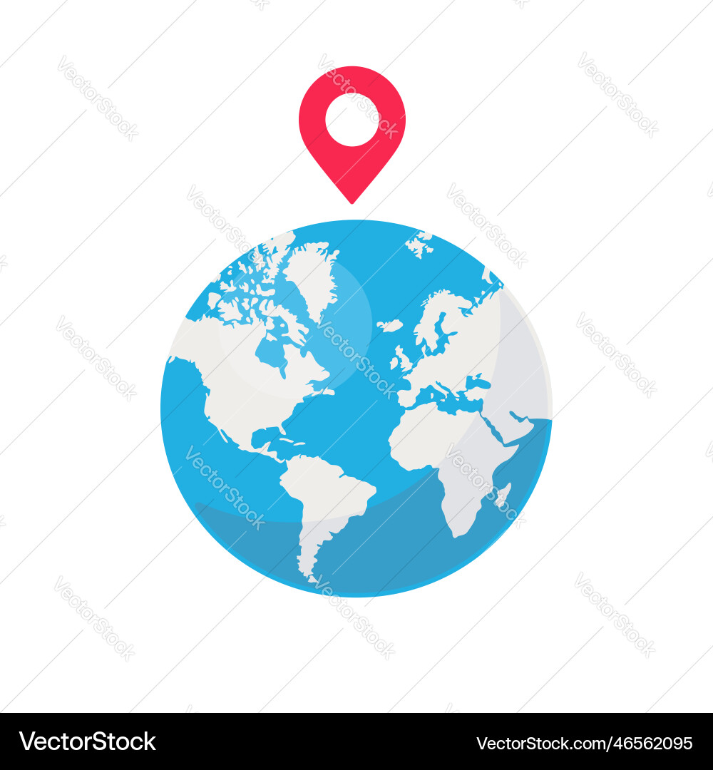 Earth globe with mark map pin pointer isolated Earth globe with mark map pin pointer isolated vector image