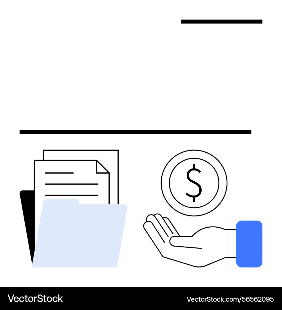 File folder documents and hand with coin File folder documents and hand with coin vector image