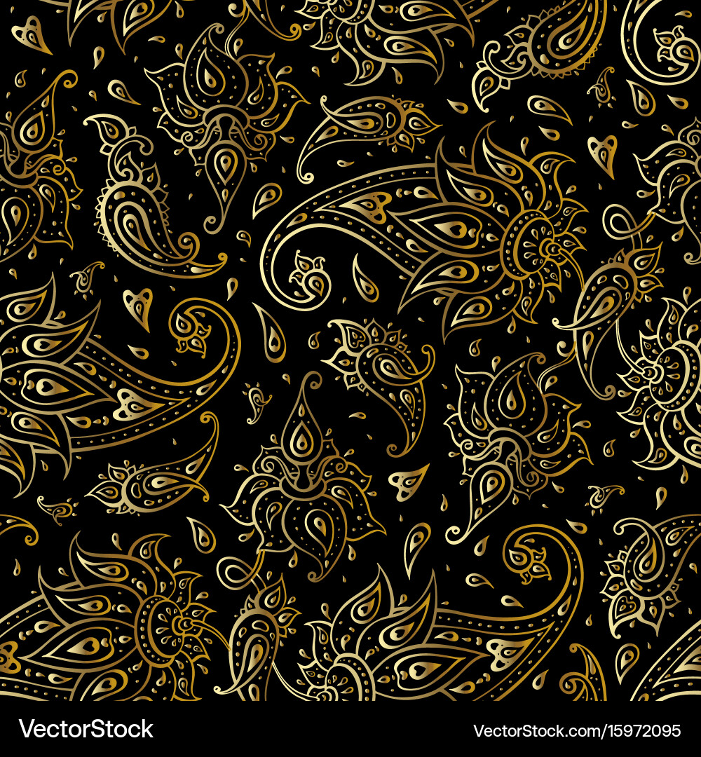 Golden Paisley Seamless Pattern Vector Image