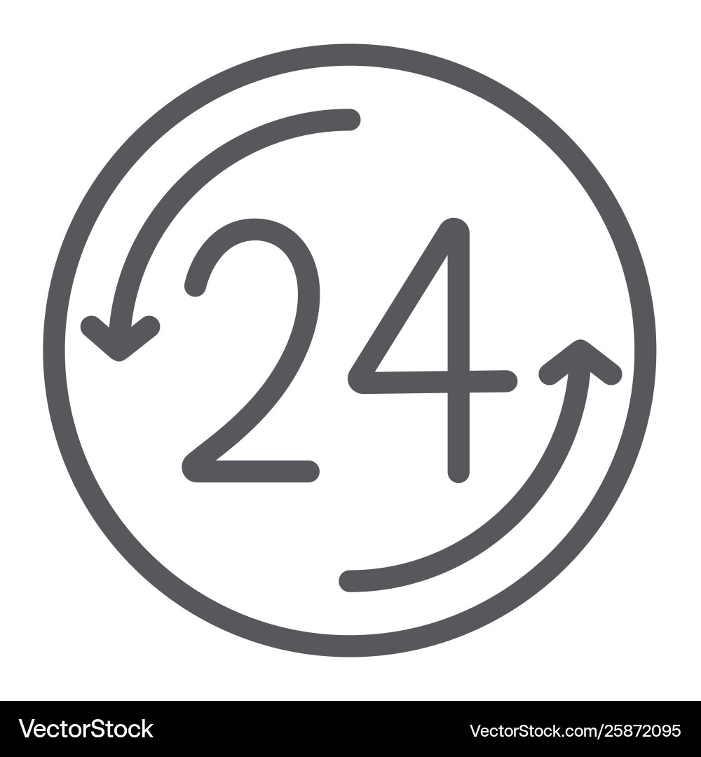 Open 24 hours line icon service and time around Vector Image