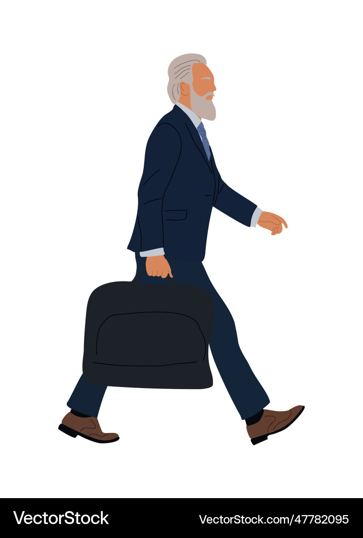 Senior business man walking side view Senior business man walking side view vector image