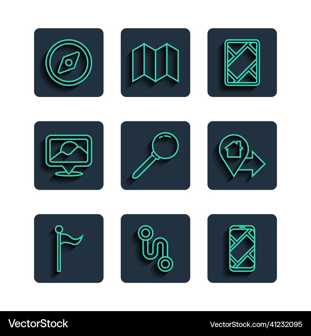 Set line location marker route city map Set line location marker route city map vector image