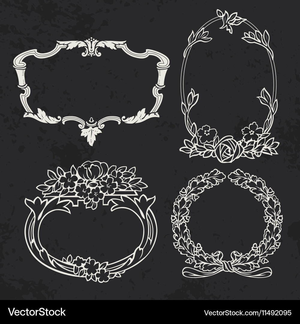 Set of vintage frames design elements vector image