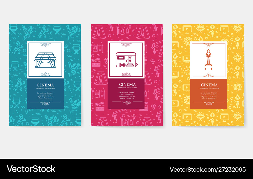 Set thin line cinema vacation pattern concept Set thin line cinema vacation pattern concept vector image