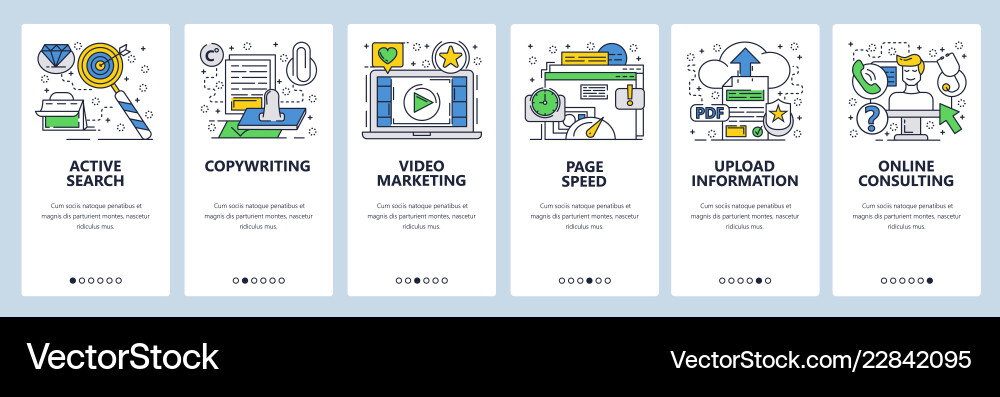 Web site linear art onboarding screens Web site linear art onboarding screens vector image