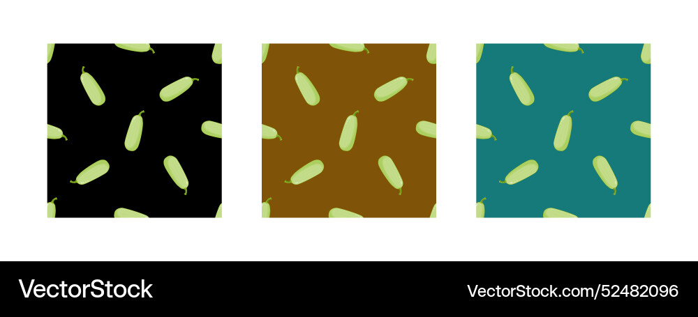 A set of seamless patterns with green squash A set of seamless patterns with green squash vector image