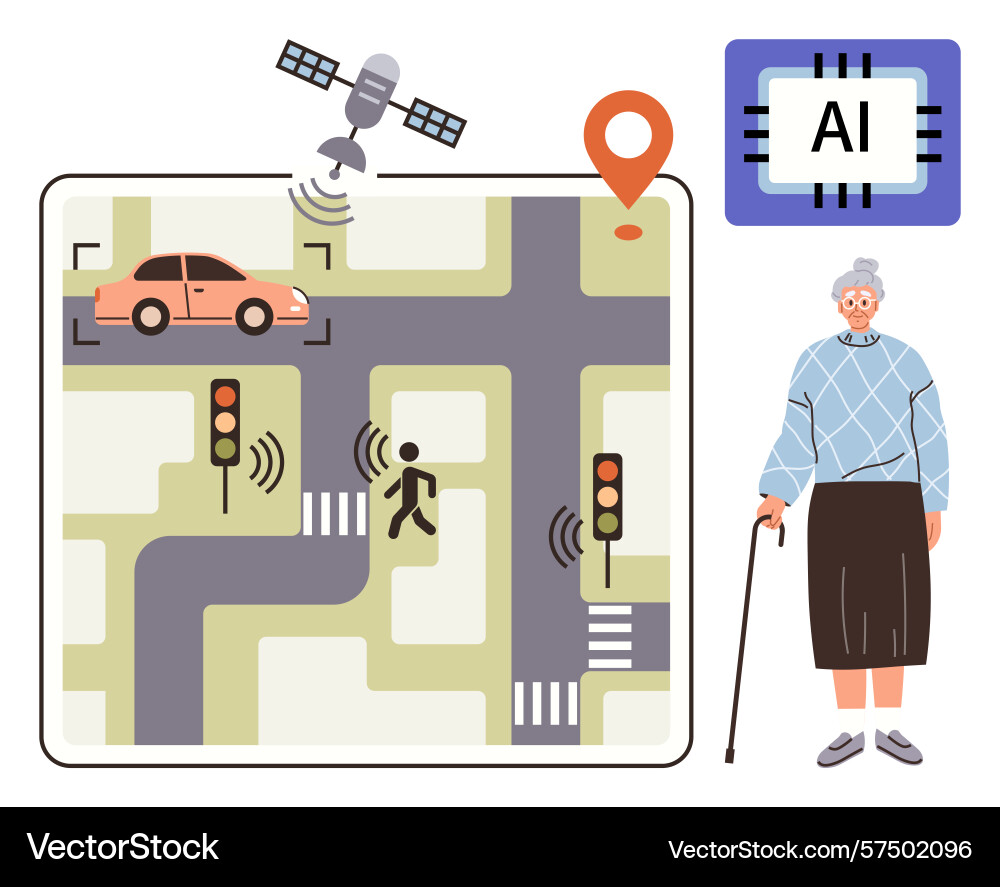 Ai-powered smart city navigation for autonomous Ai-powered smart city navigation for autonomous Vector Image