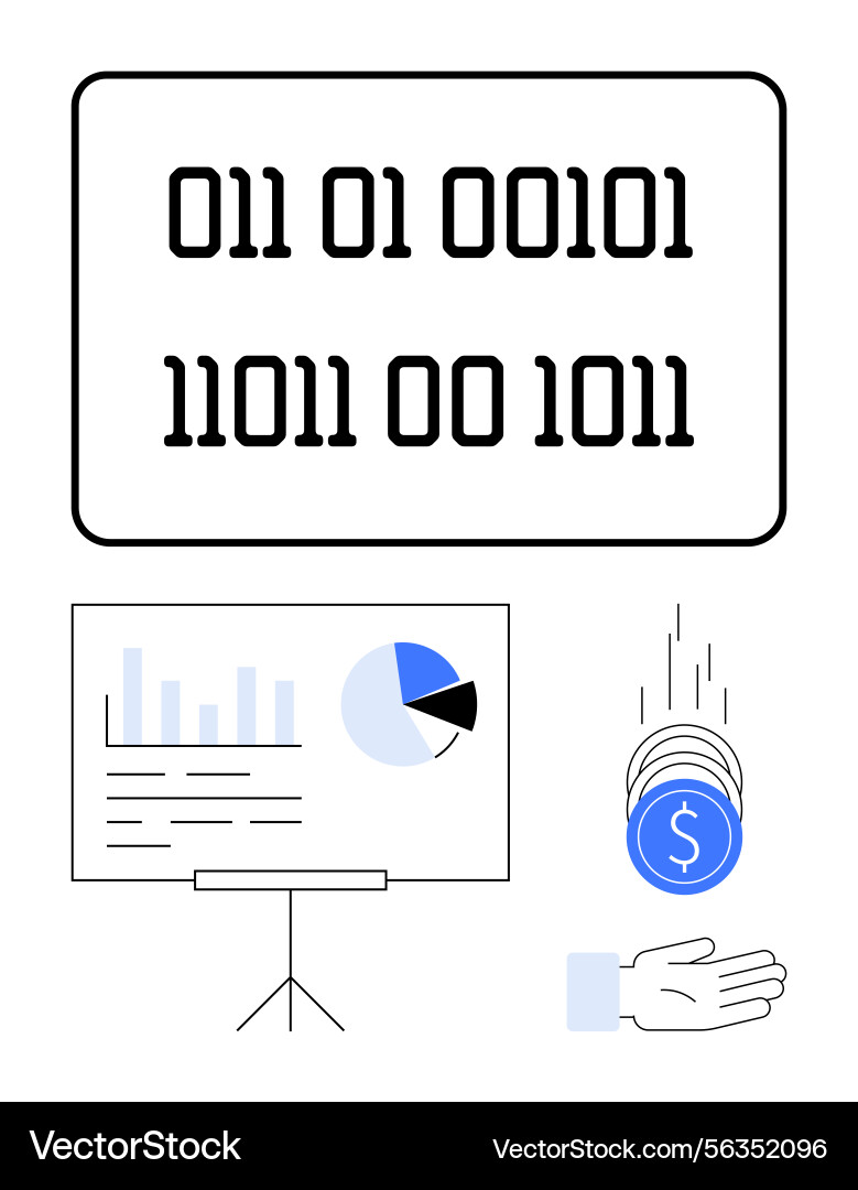Binary code data presentation and financial Binary code data presentation and financial vector image