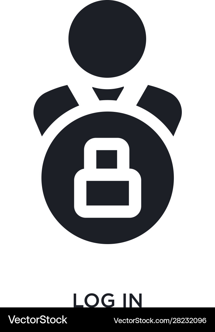 Black log in isolated icon simple element from vector image