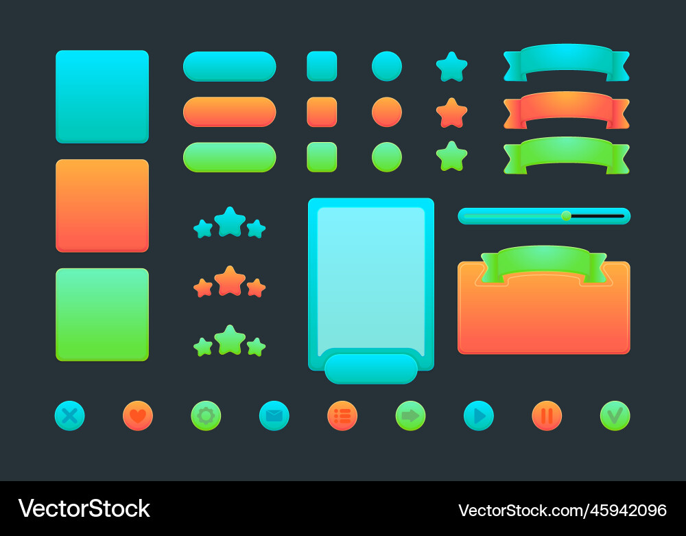 Cartoon color different menu game ui set Cartoon color different menu game ui set Vector Image