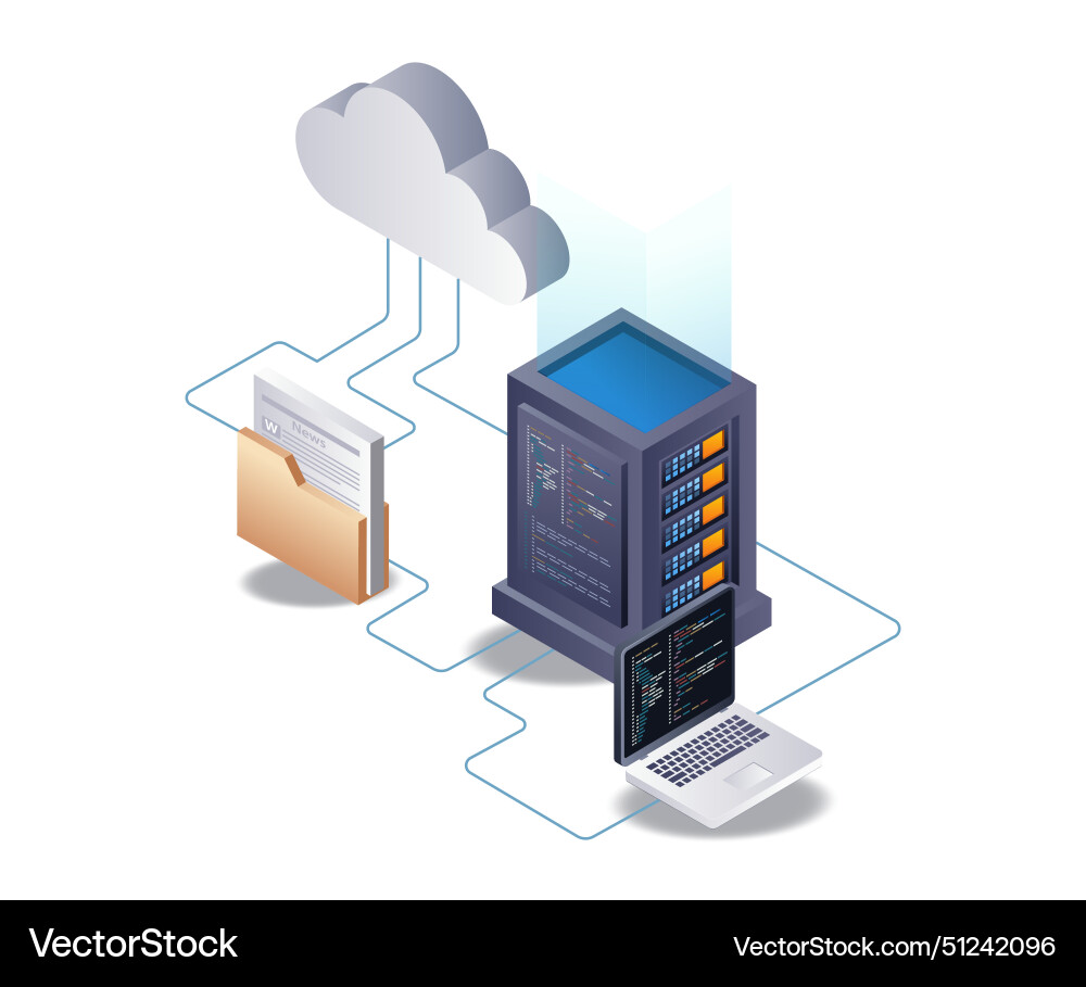 Cloud Server Daten Programmiersprache 3d flach Cloud Server Daten Programmiersprache 3d flach vektorbild