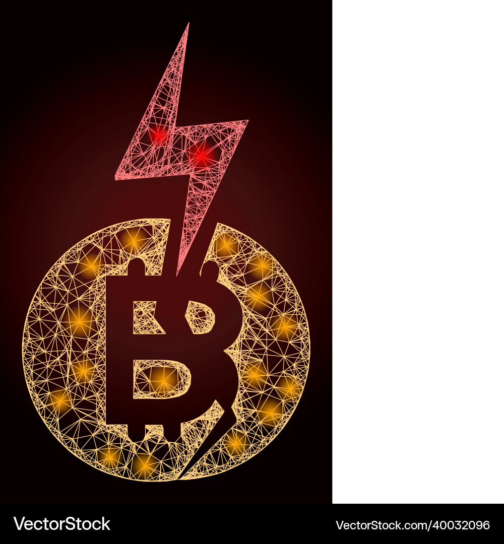 Constellation net mesh bitcoin crash with glare Vector Image