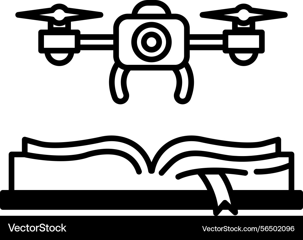 Drone is hovering over an open book Vector Image