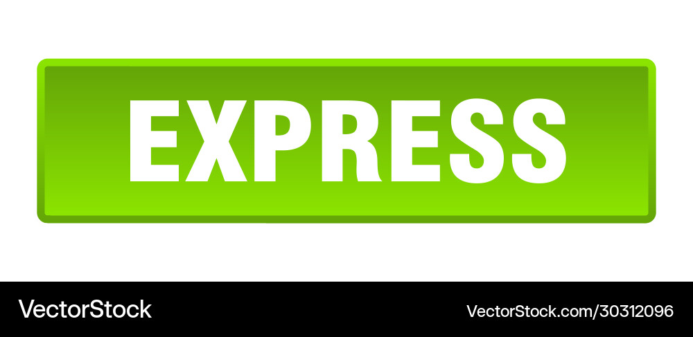 Express button square green push Vector Image