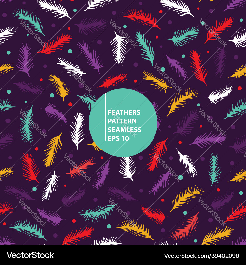 Feathers colorful pattern seamless vector image