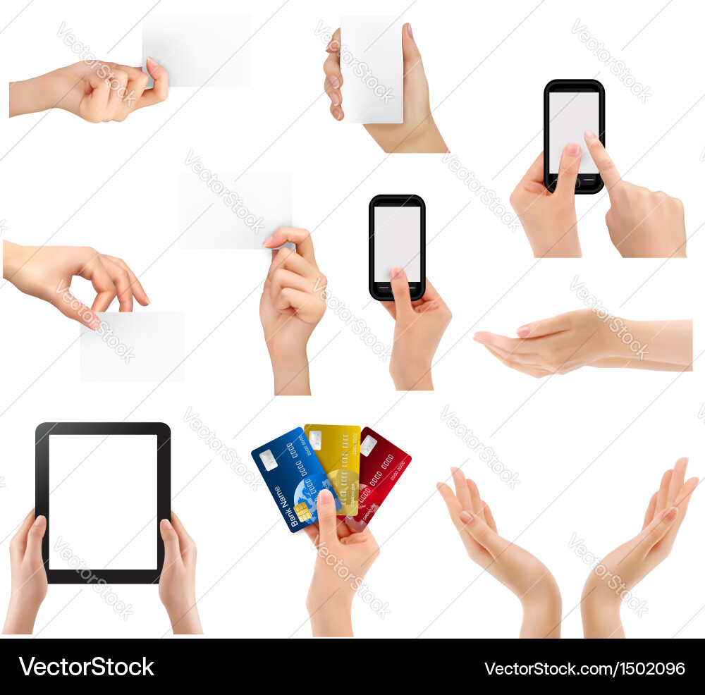 Hands with Business Objects Vector Image