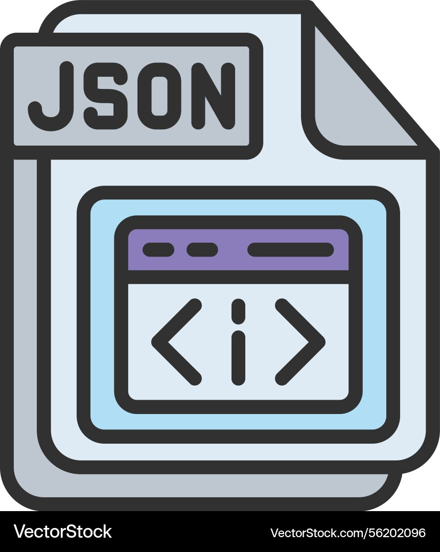 Json outline filled icon vector image