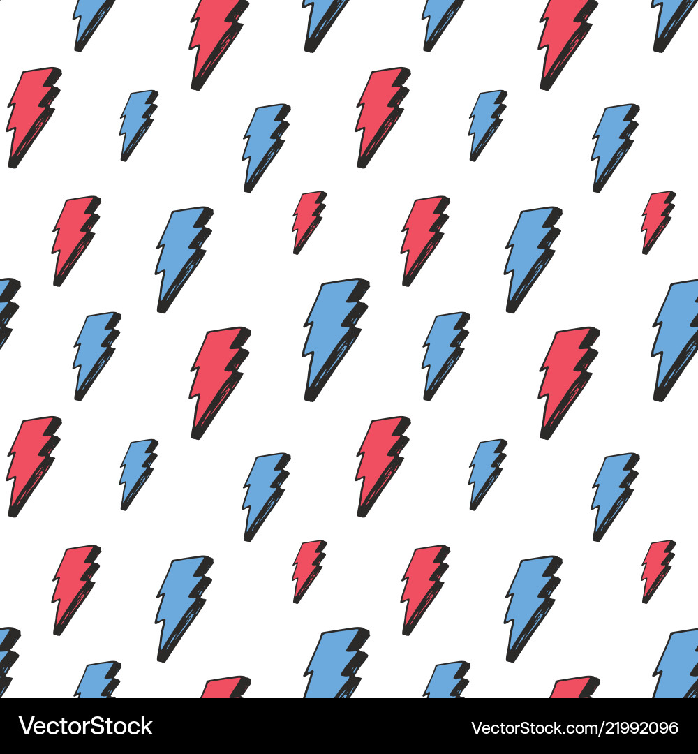 Lightning seamless pattern hand drawn sketched vector image