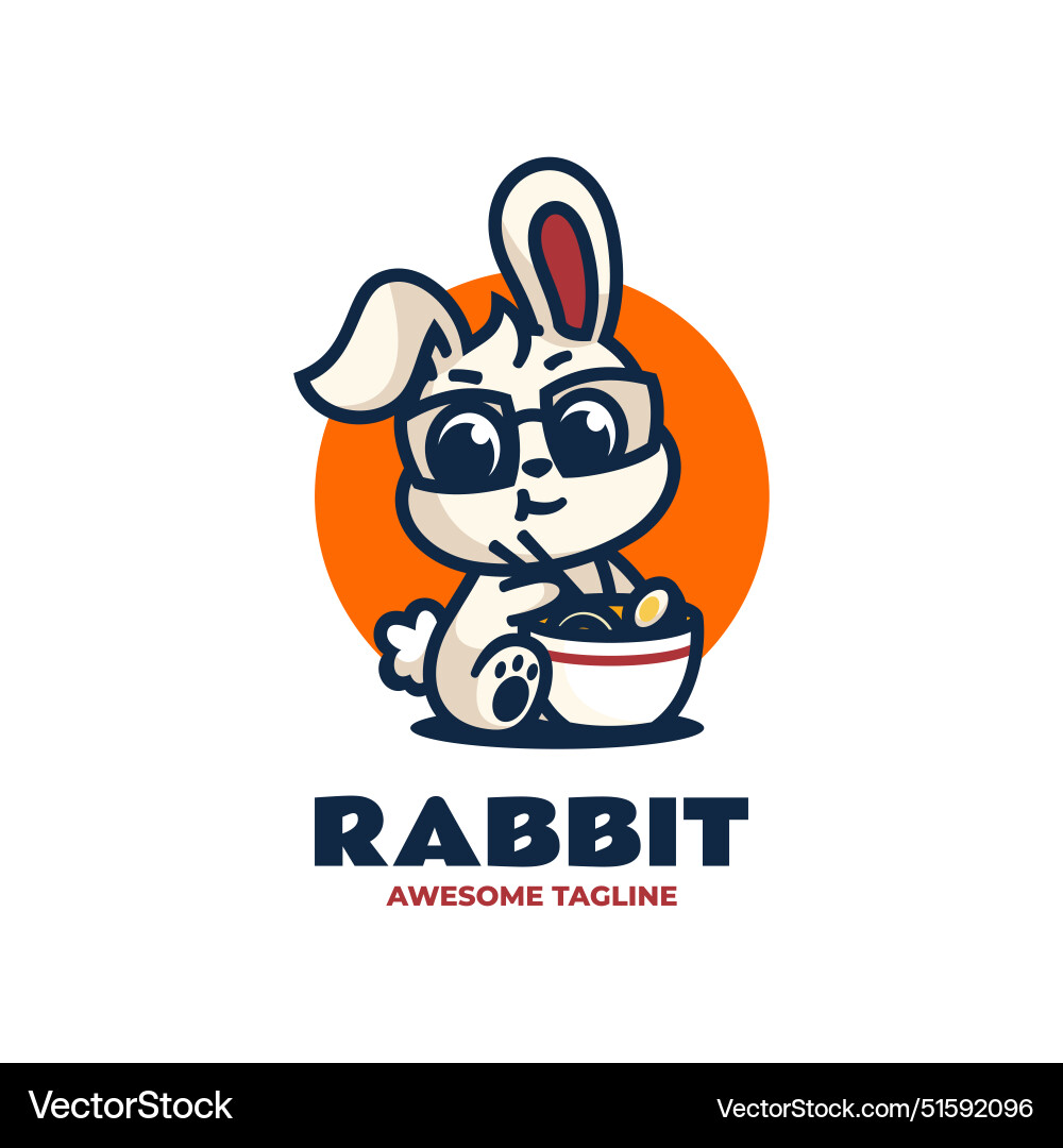 Logo Kaninchen Maskottchen Cartoon Stil Vektorbild
