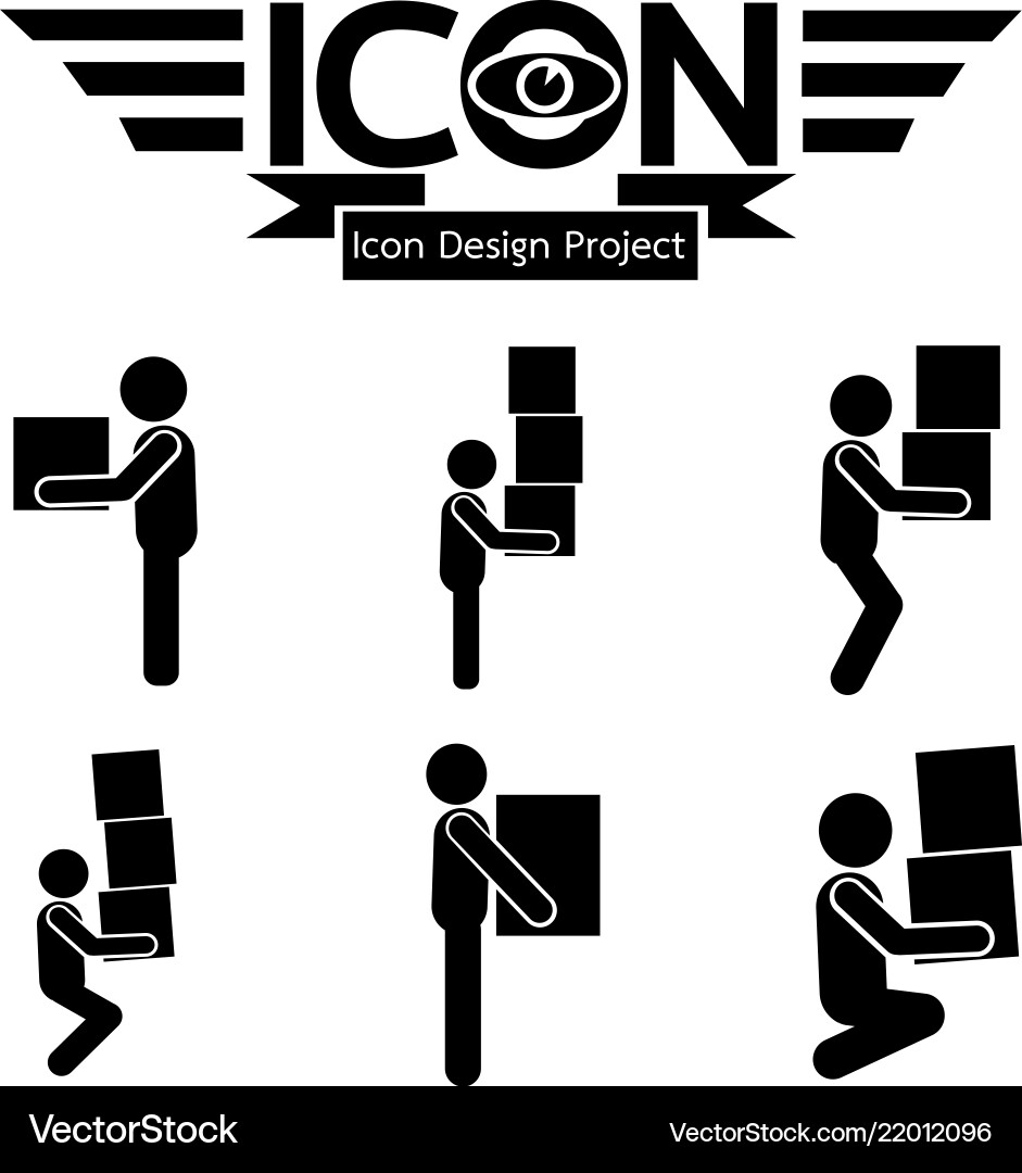Man moving box icon Man moving box icon vector image