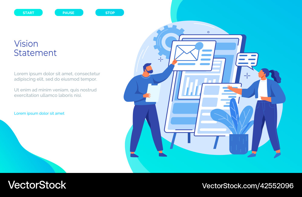 Managers work with statistics vision statement Managers work with statistics vision statement vector image