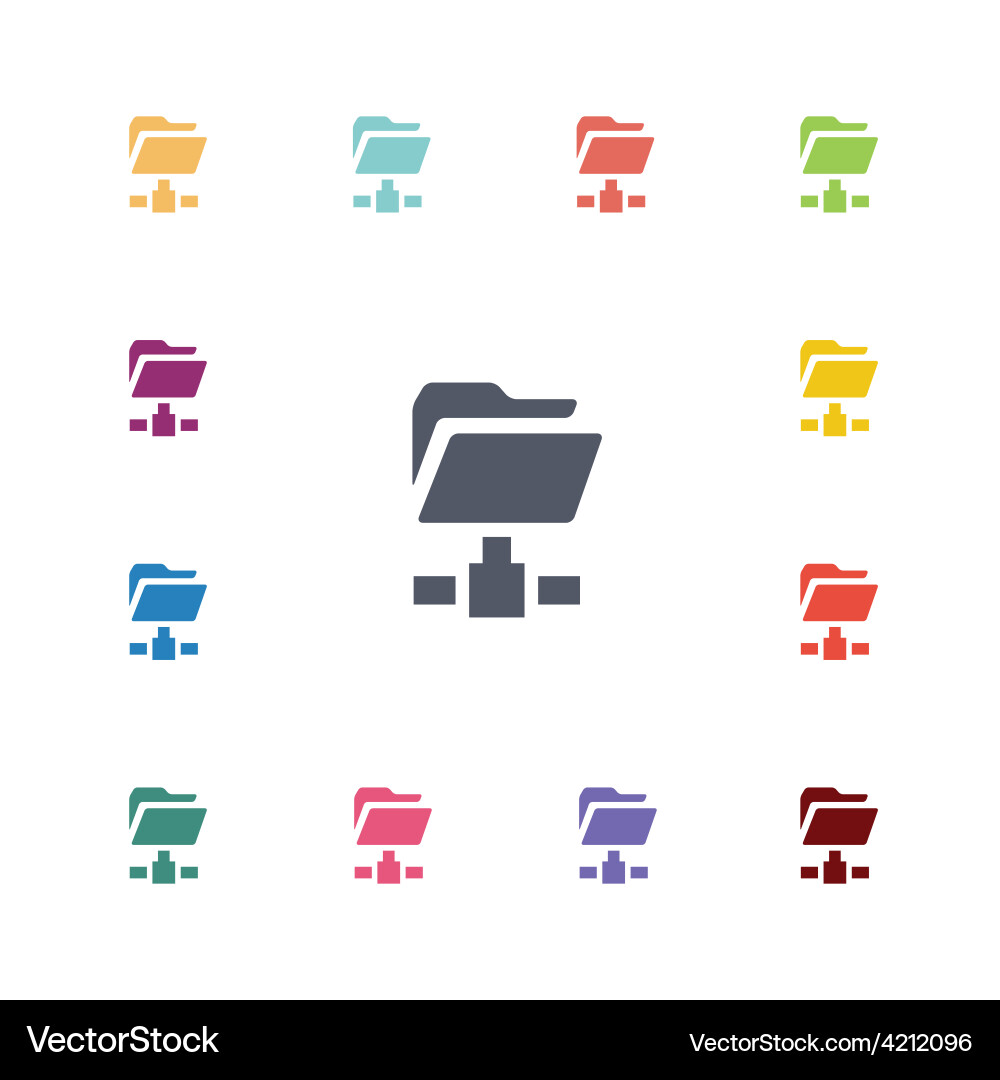 Net folder flat icons set vector image