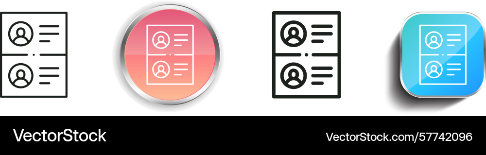Profile icon thin linear regular and button style Profile icon thin linear regular and button style vector image