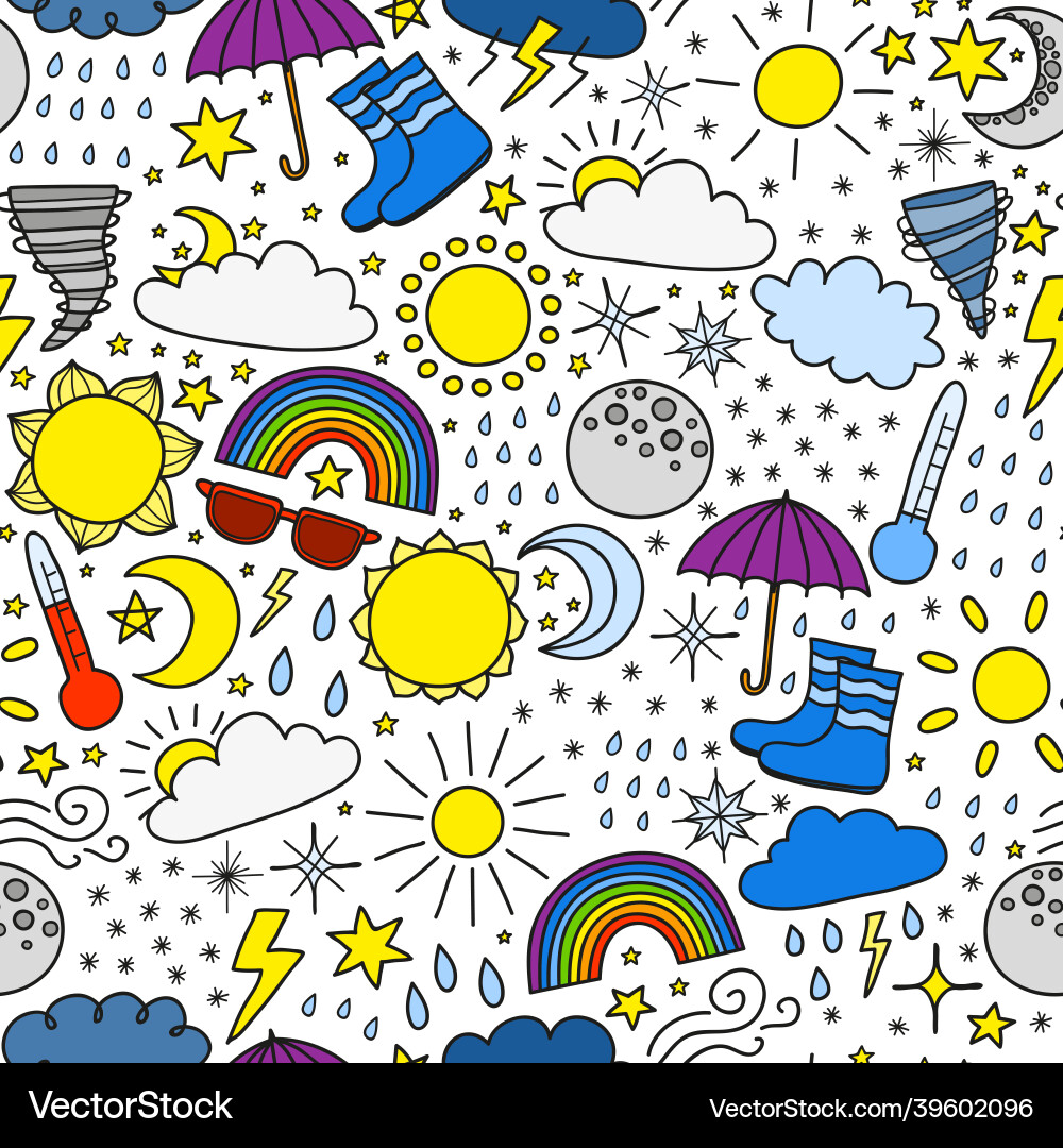 Seamless pattern with weather items Seamless pattern with weather items vector image