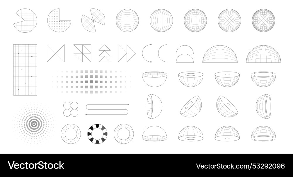 Set of abstract tech geometric shapes and forms Set of abstract tech geometric shapes and forms vector image