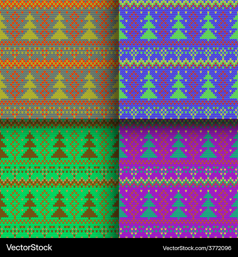 Set of seamless knitted patterns Vector Image