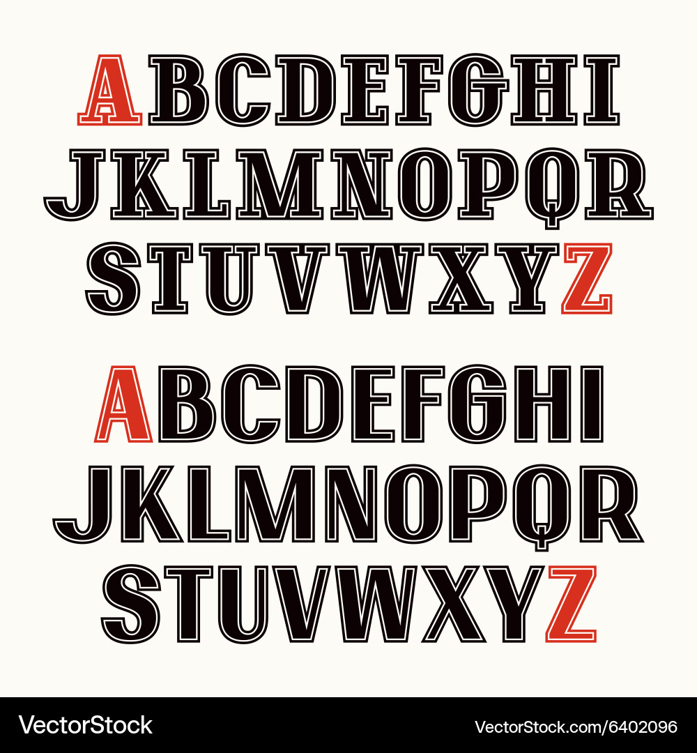 Set of uppercase font with contour vector image
