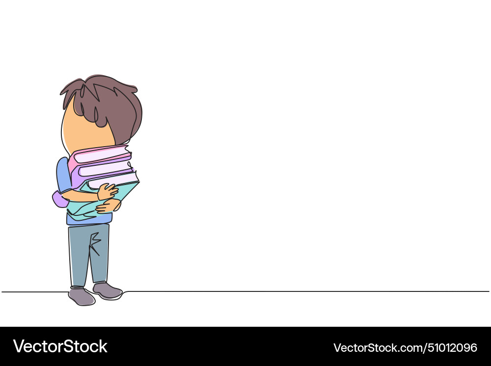 Single continuous line drawing boy standing Vector Image