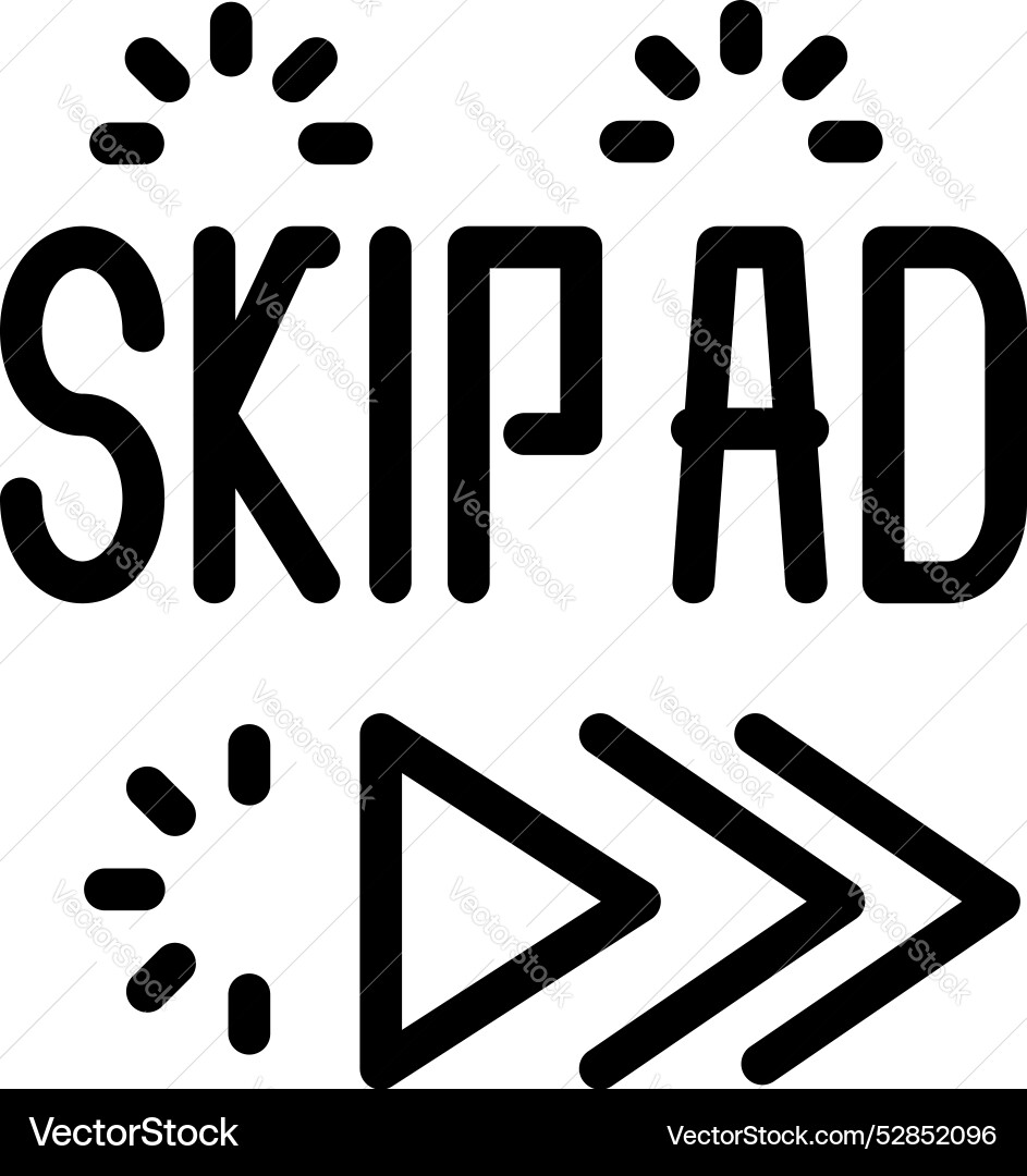 Skip ad button with arrows is showing fast Vector Image
