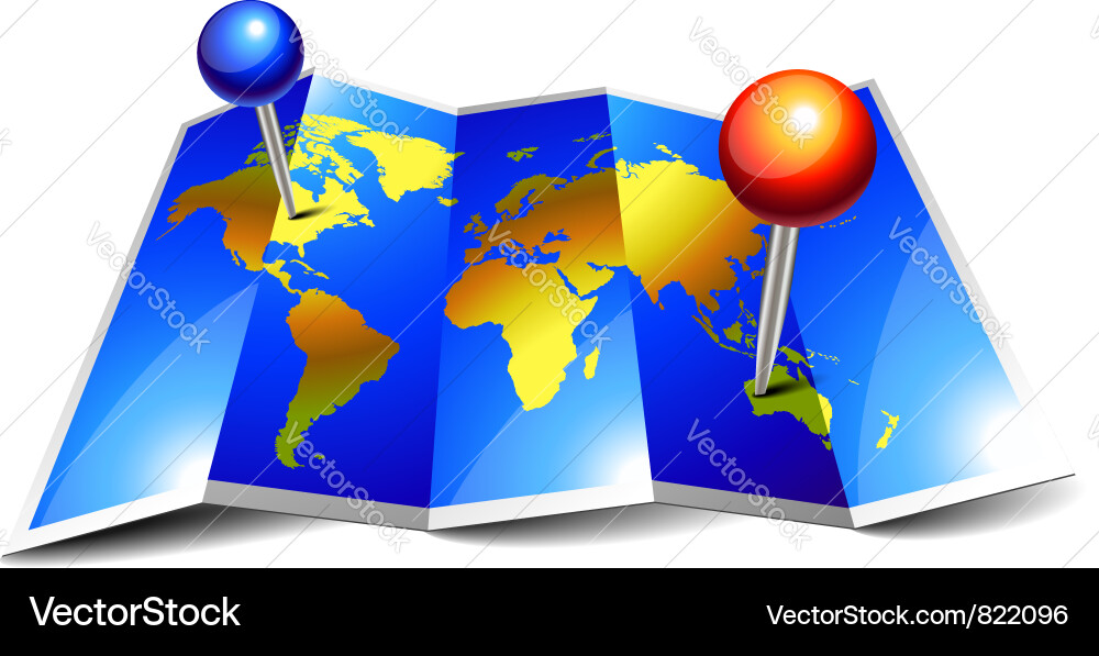 World Map with Pins Royalty Free Vector Image - VectorStock