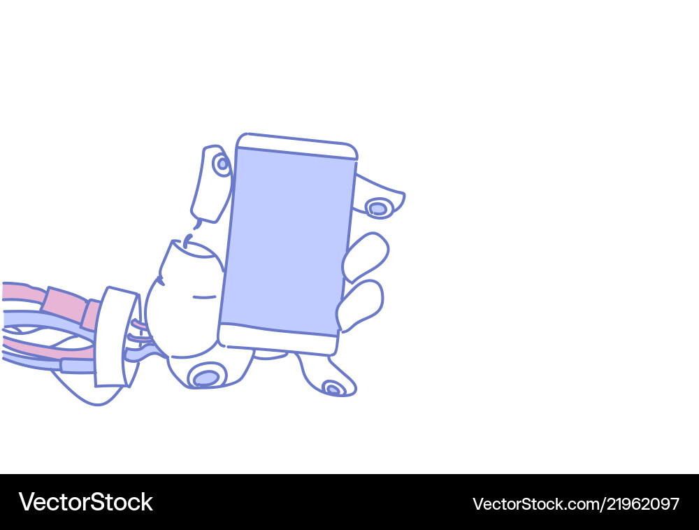 Chat bot hand using cell smart phone robot virtual Chat bot hand using cell smart phone robot virtual vector image