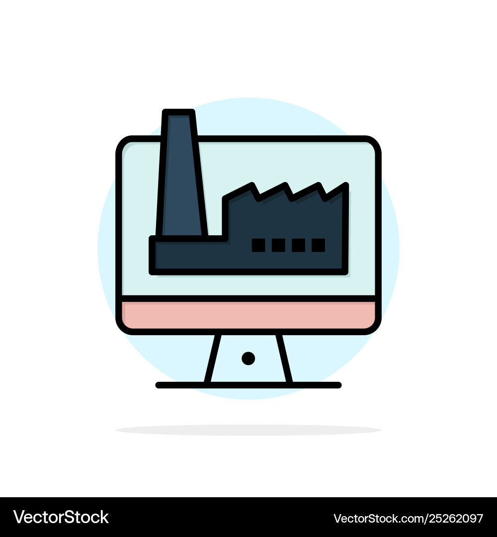 Computer building monitor factory abstract circle Computer building monitor factory abstract circle vector image
