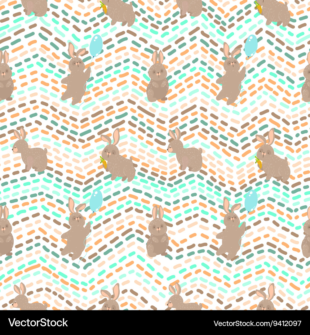 Cute seamless pattern with rabbit Vector Image